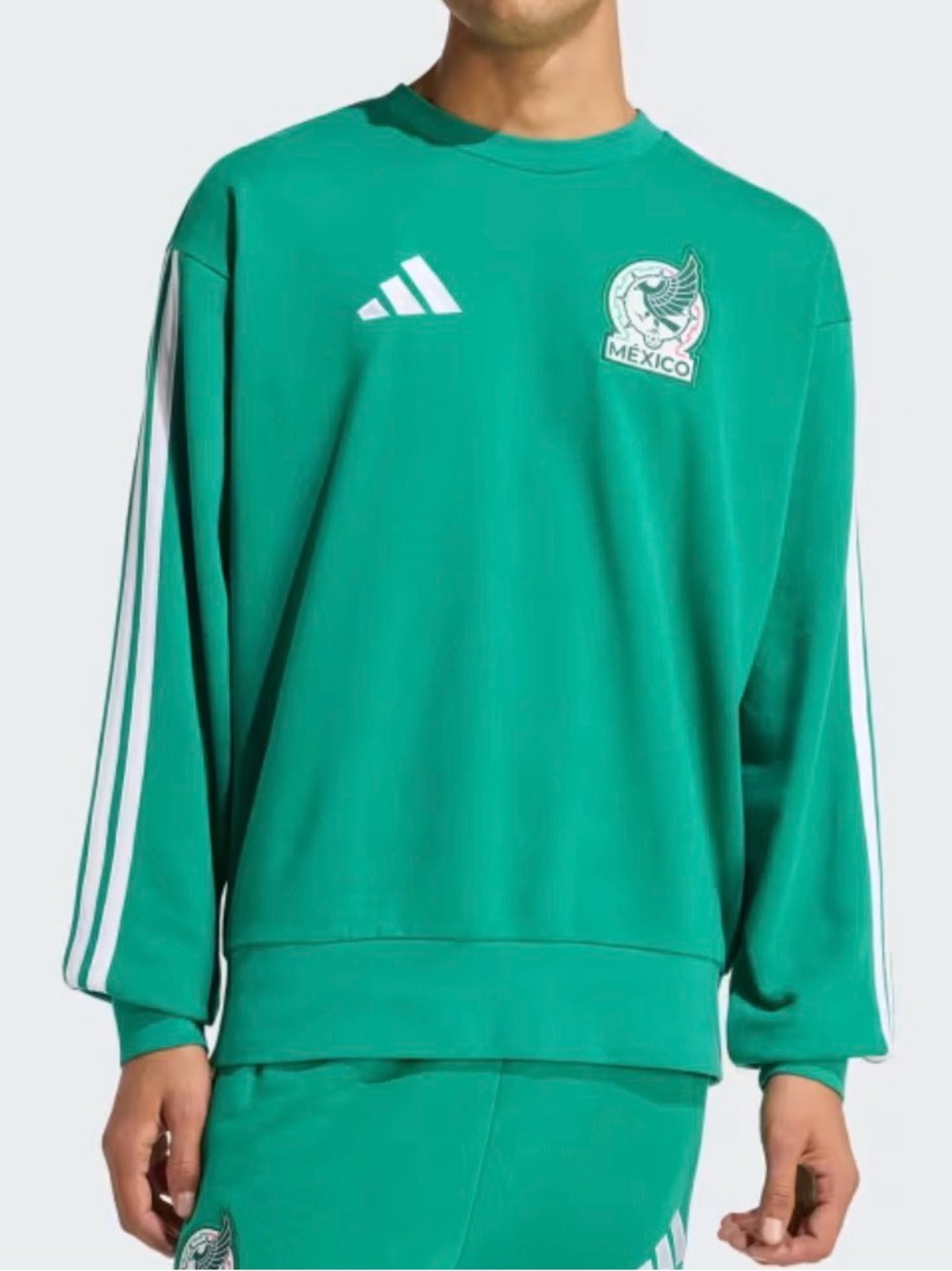 Adidas Mexico Men’s DNA Crew Neck Sweatshirt Green Size 2XL, XL, L New